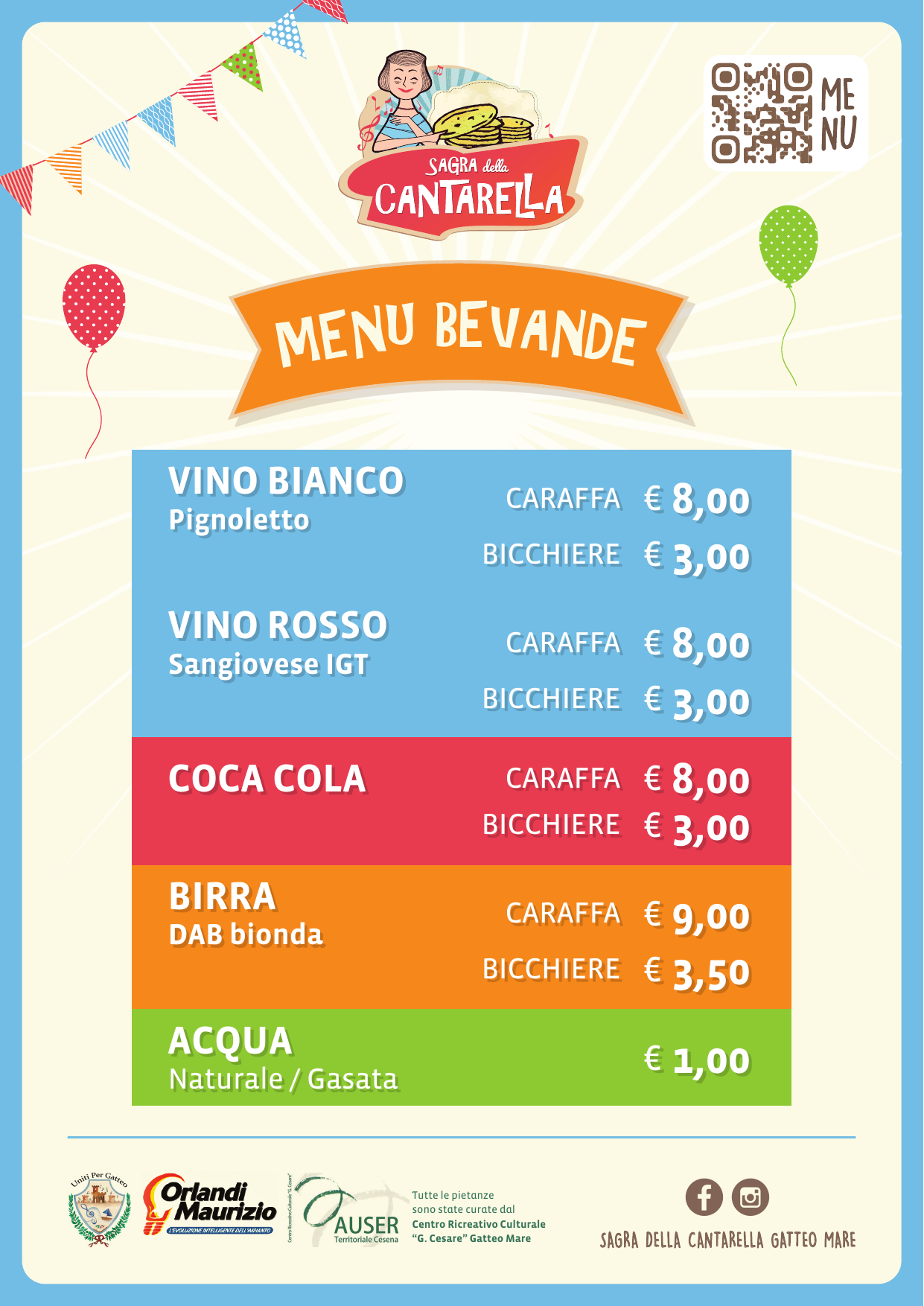 Menù bevande Sagra della Cantarella
