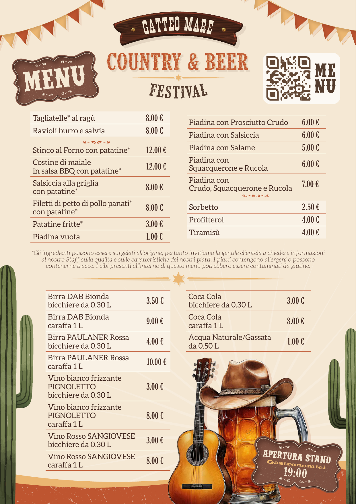 Menù Country & Beer Festival